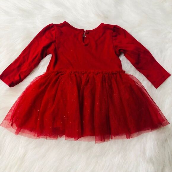 The Childrens Place Tutu Christmas Holiday Dress Long Sleeve Red‎ 3-6 Months - Picture 7 of 9